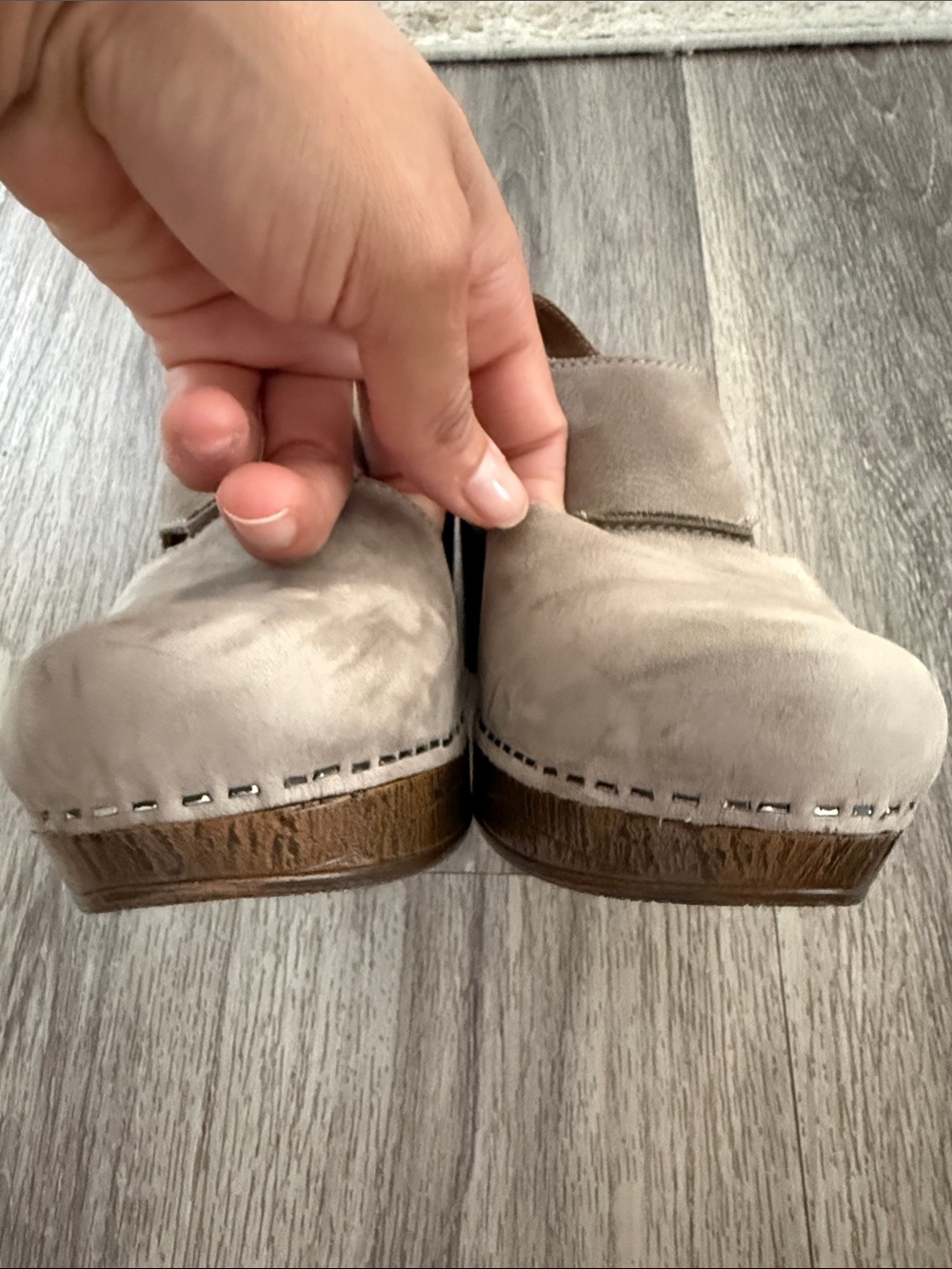 Dansko Taupe Suede Slingback Chunky Heel Clog Eu 37/6.5 Leather Mules - Picture 4 of 6